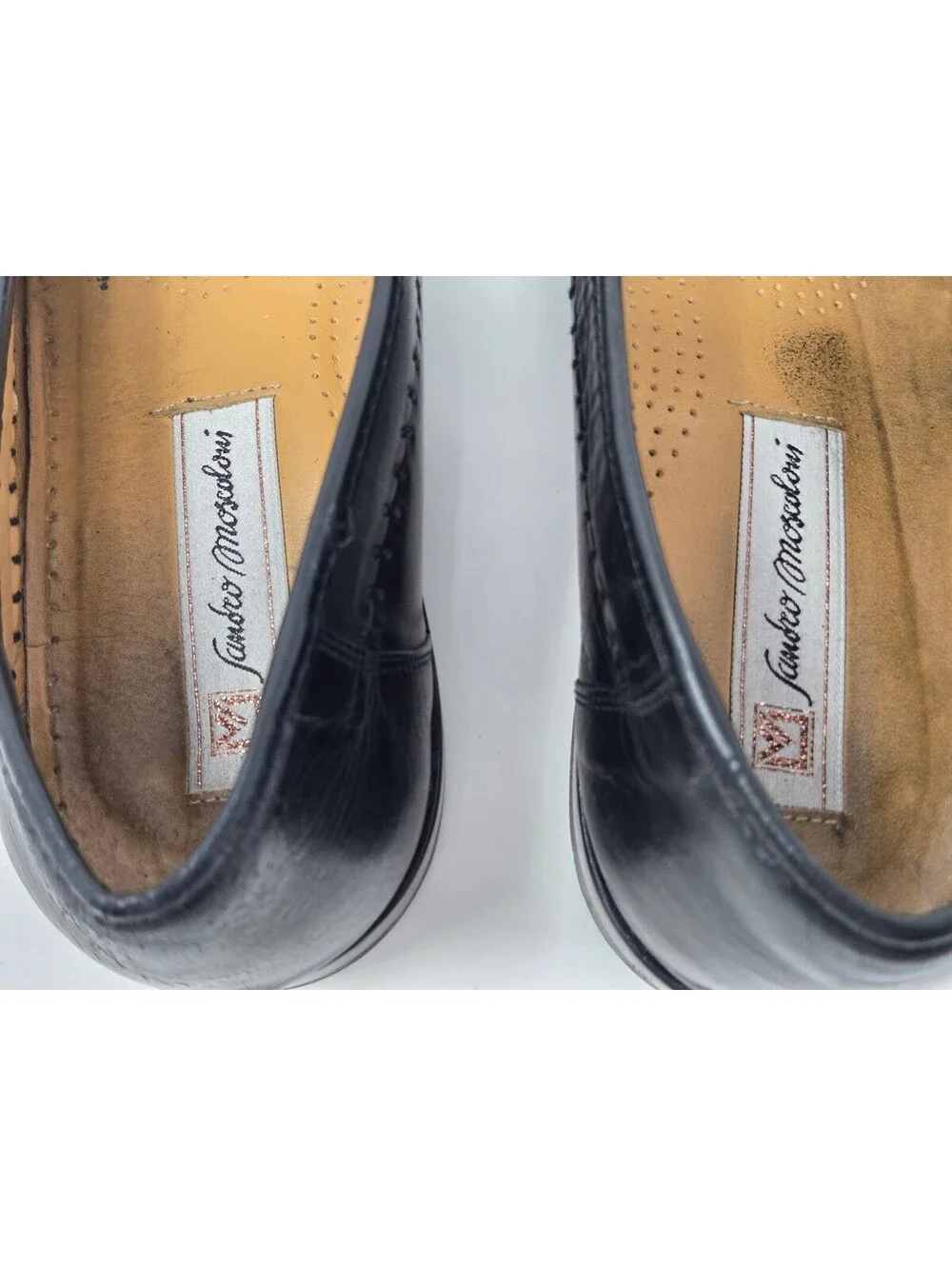 Sandro Moscoloni Black Leather Tassel Loafers Mens Size 9.5